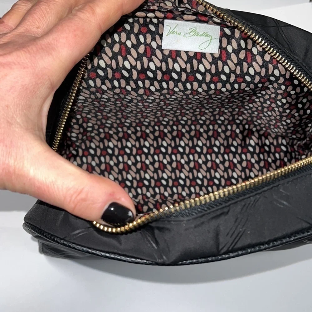 Vera Bradley Large Black Nylon Zip Around Toiletry Cosmetic Dopp Kit Bag